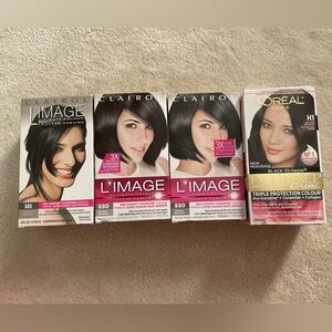 Clairol L'Image L’Oréal Black Hair box dye Color 4-Pack